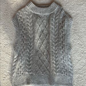 Gray Cable Knit Sweater Vest